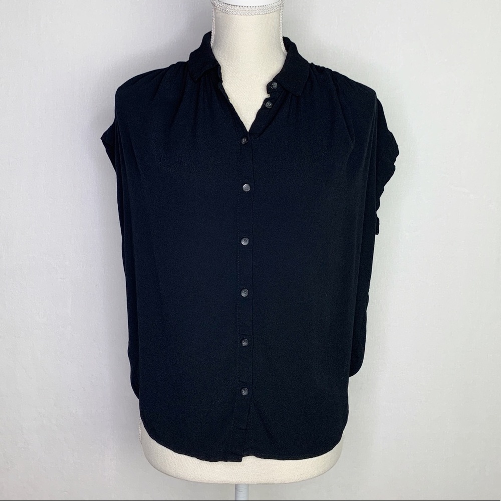 Madewell Button Front Short Sleeve Blouse Top
